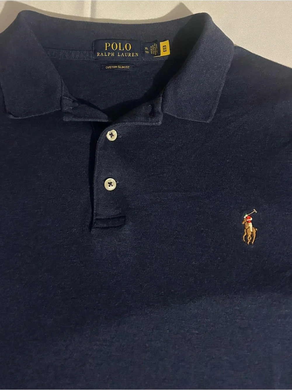 Ralph Lauren Men’s Navy Blue Polo with Embroidered Pony Super Soft
